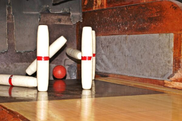 candlepin bowling ball hitting pins