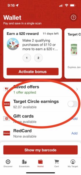 target circle earnings