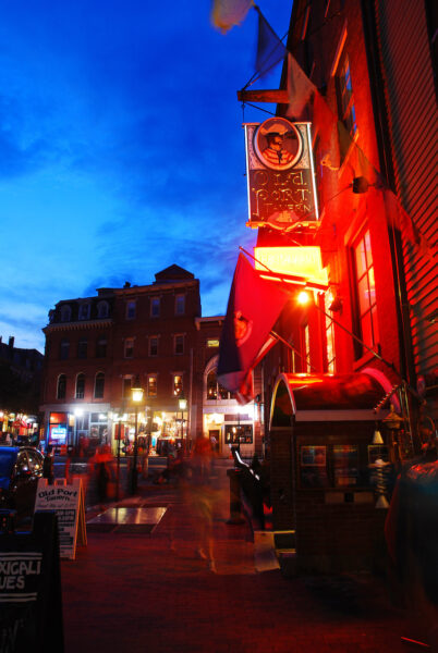 Cafes and taverns are alive at night in Portland, Maine