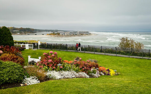 view of Ogunquit Beach, ocean and Marginal Way in Maine