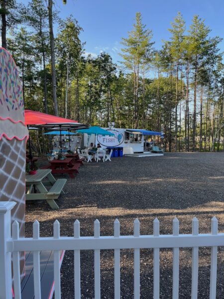 vertical of two food trucks in arundel maine