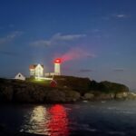 nubble lighthouse at night