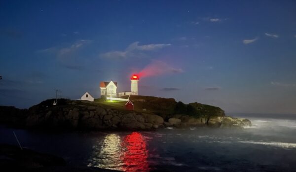 nubble lighthouse at night