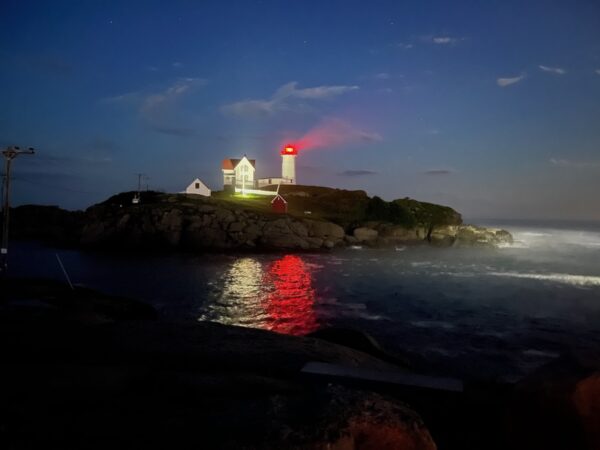 nubble lighthouse at night