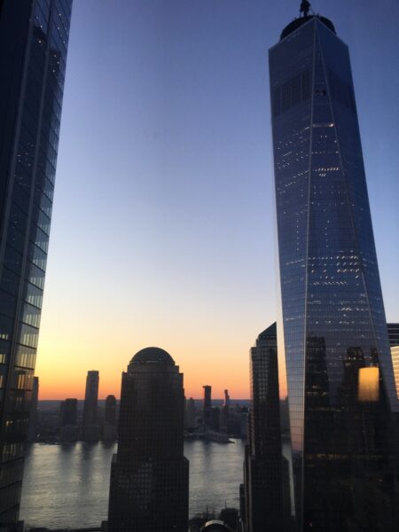 one world trade center nyc at sunset