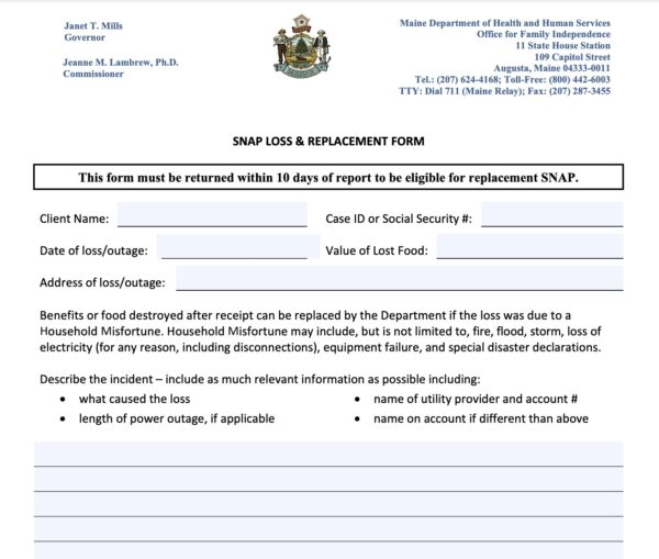 snap ebt loss replacement form image