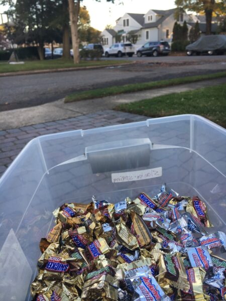 bucket of halloween candy