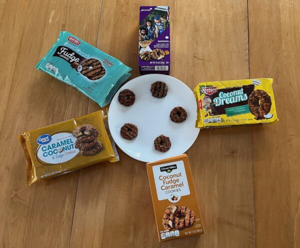plate of generic girl scout cookies knockoffs and real thing