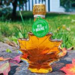 maine maple syrup in leaf shape bottle