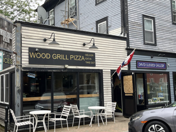 The exterior of the David Lussier Gallery and AJ's wood-fired pizza