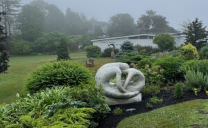 Exterior of Ogunquit Museum of Art on foggy day.