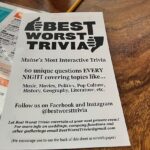 Menu for Best Worst Trivia on a table.