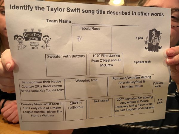 Picture of a piece of paper with triva questions on it.