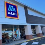 Outside of Aldi supermarket in Portland Maine.