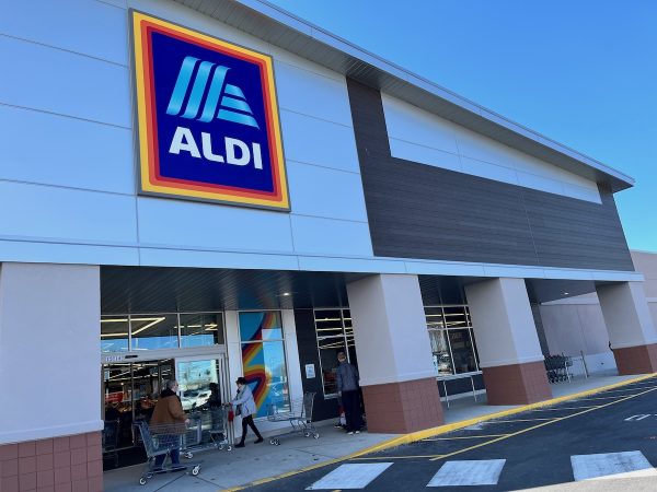 Outside of Aldi supermarket in Portland Maine.